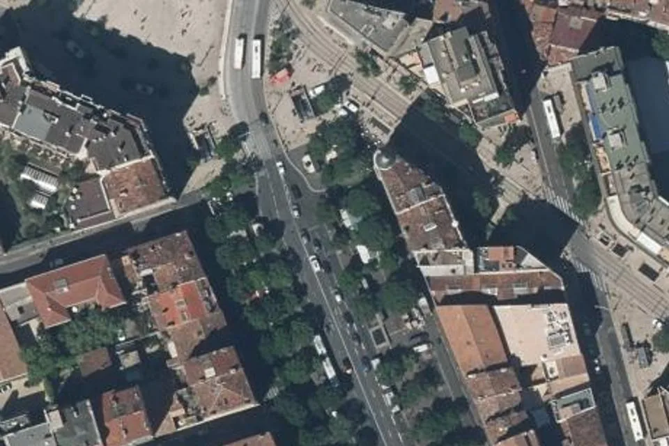 Luftaufnahme vom Anfang der avenue du Prado, dem Marktstandort in Marseille